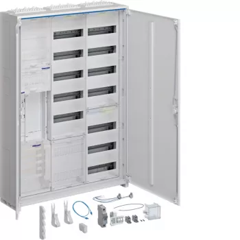 Hager universZ Complete Distribution Board, 1 Metering Point, BKE-I, Surface-Mounted, 3-Field, 1100mm Height, 5-Point Door Hinges, ESA