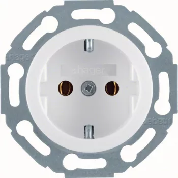 Hager WTS1100WG SCHUKO Socket, Screwless Terminals, Berker 1930/Glass, Polar White Glossy