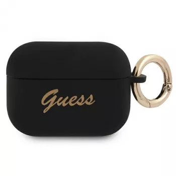 GUESS GUAPSSSK AirPods Pro Case Black Silicone Vintage Script