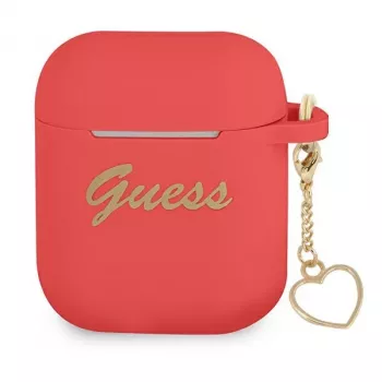GUESS GUA2LSCHSR AirPods 1/2 Case Red Silicone Charm Heart Collection