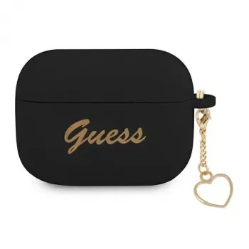GUESS GUAPLSCHSK AirPods Pro Case Black Silicone Charm Heart Collection