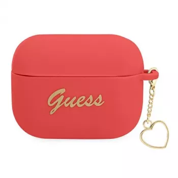 GUESS AirPods Pro Case Red Silicone Charm Heart Collection