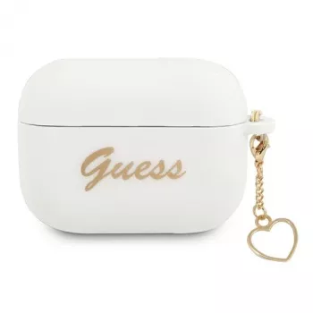 Guess GUAPLSCHSH AirPods Pro Case White Silicone Charm Heart Collection