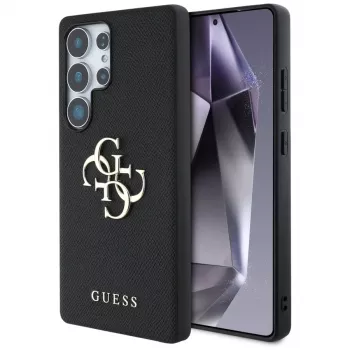 GUESS Grained Big 4G Logo Small Classic Logo Case for Samsung Galaxy S25 Ultra - Black