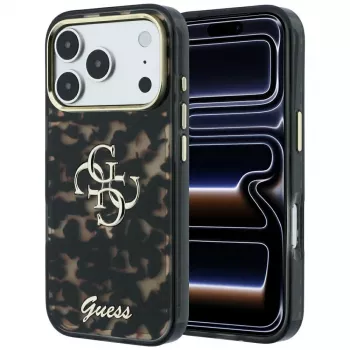 GUESS IML 4G Script Metal Back Cover for iPhone 18 Pro Max / 17 Pro Max – Tortoise