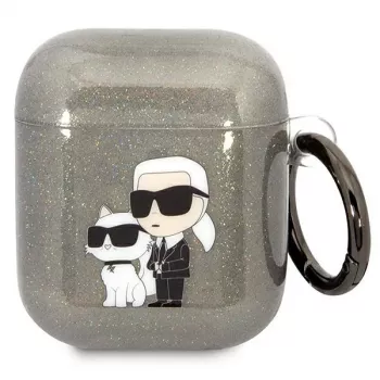 Karl Lagerfeld KLA2HNKCTGK AirPods 1/2 Case Black Glitter Karl & Choupette