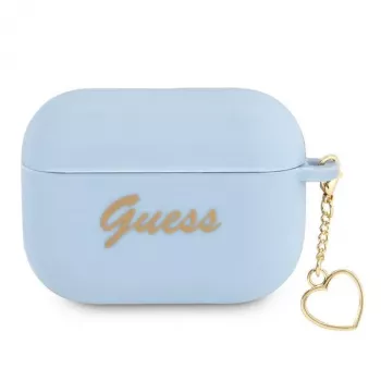 Guess GUAPLSCHSB AirPods Pro Case Blue Silicone Charm Heart Collection