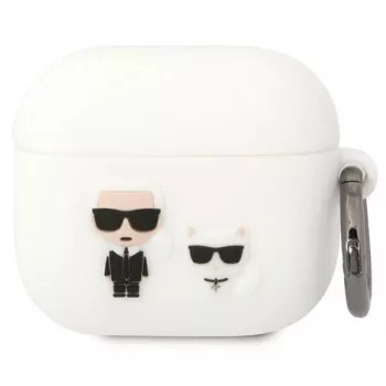 Karl Lagerfeld KLACA3SILKCW AirPods 3 Case White Silicone Karl & Choupette