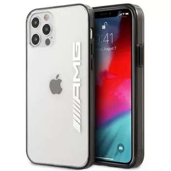 AMG AMHCP12LAESLBK iPhone 12 Pro Max Transparent Hard Case with Metallic Painted Black Frame