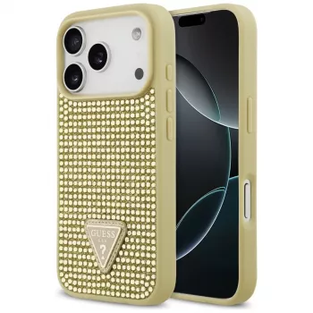 GUESS Rhinestone Triangle Logo Case for iPhone 17 Pro - Gold