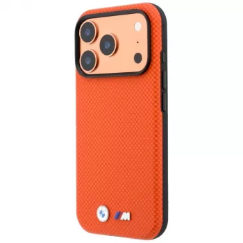 BMW M Quadrille Kevlar MagSafe Case for iPhone 17 Pro Max / 18 Pro Max - Orange with Metal Logo