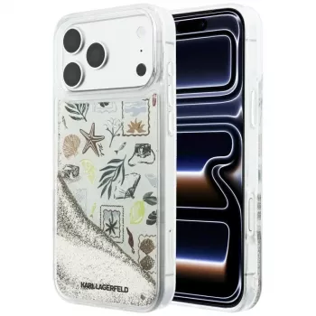 Karl Lagerfeld Liquid Glitter Beach & Sand Case for iPhone 18 Pro Max / 17 Pro Max - Beige