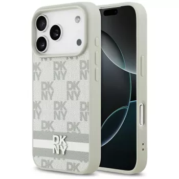 DKNY Check Pattern with Printed Stripes Case for iPhone 17 Pro - Beige