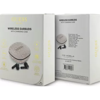Guess 4G Classic Metal Logo True Wireless Earbuds with ENC and Charging Case (Pink)
