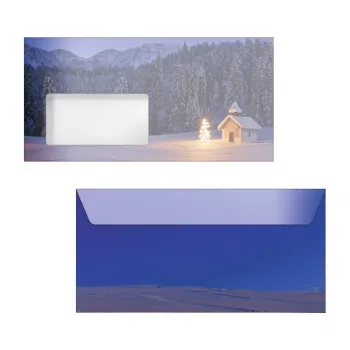 Sigel 50 Christmas Chapel Envelopes DL with Self-Adhesive Closure, Multi-Coloured, 220 x 110 mm, 80 g/m², FSC-Certified