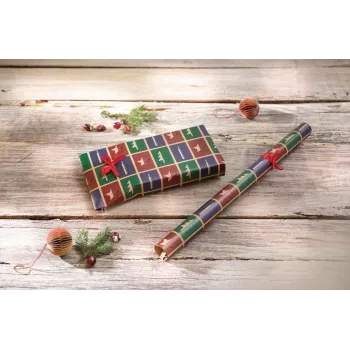 SIGEL GP122 Christmas Wrapping Paper Brown Cut-Out Style with Tear Strip, 5 m x 70 cm, 80 g/m², FSC-Certified