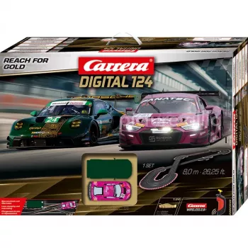 Carrera DIGITAL 124 Reach for Gold Slot Car Race Set Scale 1:24 with 2 Cars and Wireless Controllers