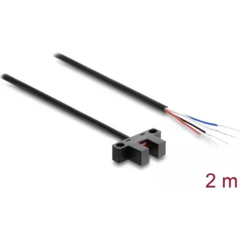Delock fork-shaped photoelectric sensor 5 mm Type K with 4 x open cable ends PNP L/D switchable 2 m
