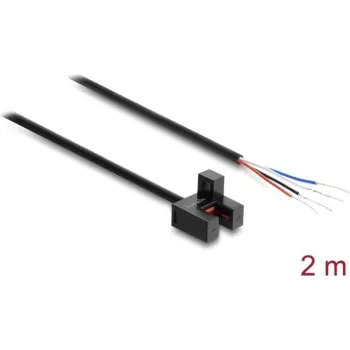 Delock Fork-Type Photoelectric Sensor 5 mm Type F with 4 Open Cable Ends PNP L/D Selectable 2 m