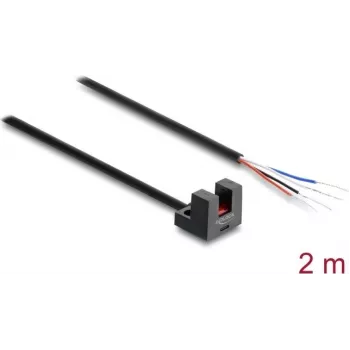 Delock Fork-Type Photoelectric Sensor 5 mm L-Type with 4 Open Cable Ends PNP L/D Selectable 2 m