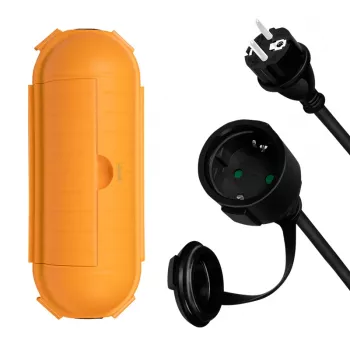 LogiLink LPS239 Outdoor Extension Cable Set with Protection Box, 10 m, Schuko, IP44, Black