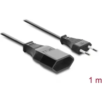 Delock Europlug Extension Cable CEE 7/16 Plug to Coupler 2 x 0.75 mm², 1 m, Black