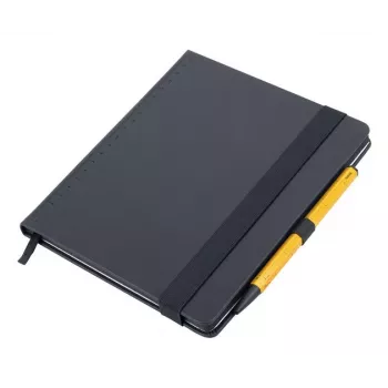 TROIKA BLACK SLIMPAD A5 Notepad with Yellow Pen