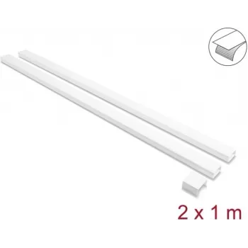 Delock Self-Adhesive Cable Trunking with Sliding Lid 40 x 19 mm, Connector, 1 m, Pack of 2, White