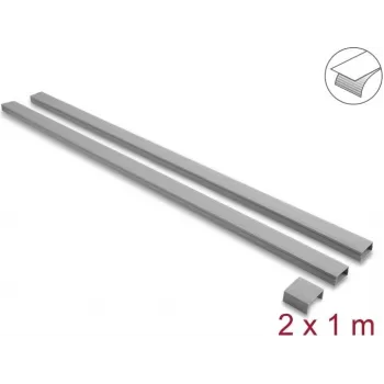 Delock self-adhesive cable trunking with sliding lid 30 x 14 mm, incl. connector, 1 m, 2-Pack, grey