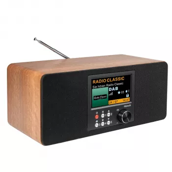 Albrecht DR 864 Stereo DAB+ FM Radio with Bluetooth, Wooden Case, 2x7W RMS, 2.4 inch TFT Colour Display, Dual Alarm, AUX-In, Headphone Jack, USB Charging Function, Remote Control