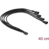 Delock Fan Cable Splitter 1 x 4 Pin PWM Socket to Plug + 3 x 4 Pin Plug (3 Pins Used) with Cable Sleeving 40 cm Black