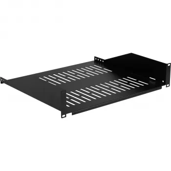 EFB Elektronik 19 inch 2U fixed rack shelf, 400 mm depth, 22 kg load, black RAL 9005