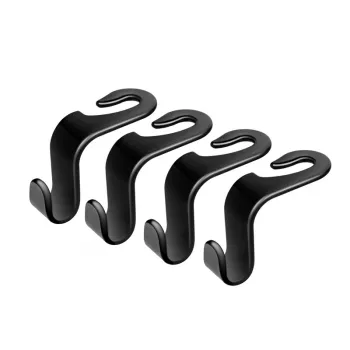 LogiLink Car Seat Hook, Set of 4, Black, Universal Headrest Organiser, 8kg Load per Hook, Tool-free Clip-on, ABS Plastic