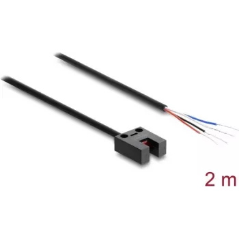 Delock Fork Light Barrier 5 mm Slot U-Type with 4 Open Cable Ends PNP Light/Dark Switchable 2 m