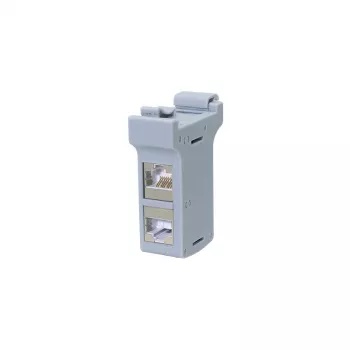 LogiLink DIN Rail Mounting Adapter with 2 Cat.6A Shielded Inline Couplers, 10G, PoE++ (MP0079)