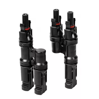 LogiLink Solar Y-Connector Set, 2 Pieces, MC4 Compatible, Plug & Socket, PVC, Black