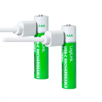 LogiLink LR03RCB2 USB-C Rechargeable AAA Li-Ion Batteries, 1.5V, 2-Pack