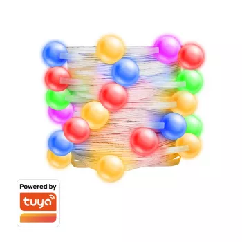 LogiLink WiFi Smart Globe Fairy String Light, 3m, Tuya-Compatible, RGB + Warm White, IP44, 20 LEDs