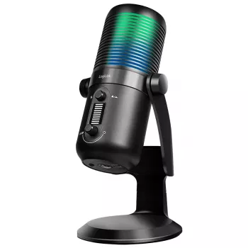 LogiLink USB Condenser Microphone with RGB Light, Cardioid Polar Pattern, 20 Hz - 20 kHz, Black (HS0059)