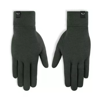 Salewa Cristallo Liner Wool Gloves, Dark Olive Green, XXL