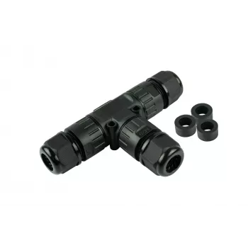 Kabelmeister Tool-less IP68 T-Cable Connector / T-Adapter, 3-Pole, Black