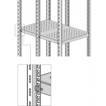 EFB Elektronik Heavy-Duty Fixed Shelf 6U Side Mount 200 kg Light Grey RAL 7035