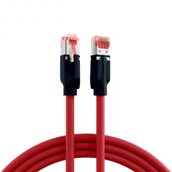 EFB Elektronik K8048PUI30 RJ45 Industrial Patch Cable Cat.6A S/FTP PUR, Draka UC900 TM21, Oil- and UV-Resistant Jacket, 4x2 x AWG26/7, 30 m, Red