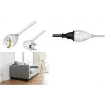 LogiLink Extension Cable CEE 7/7 Angled to CEE 7/3, 10 m, White