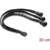 Delock Fan Splitter Cable 1 x 4-Pin PWM Socket to 2 x 4-Pin PWM Plugs (second with 3 Pins Wired) Braided Sleeve 30 cm Black