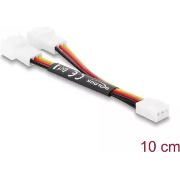 Delock Y-Fan Cable 1 x 3-Pin Socket to 2 x 3-Pin Plugs 10 cm