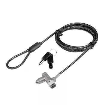 LogiLink NBS015 universal key lock for notebooks, ultrabooks, MacBook Pro and tablets – galvanised steel cable, 2 m, Black/Silver