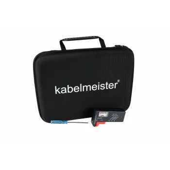 Kabelmeister Battery Storage Box with Integrated Tester for AA, AAA, C, D, 9V and Button Cells - Black