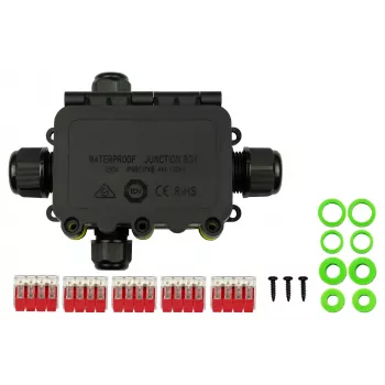 KABELMEISTER 4-way tool-free IP68 cable connector box, black