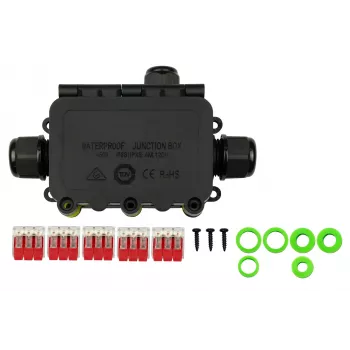 KABELMEISTER 3-way tool-free IP68 cable connector box, black